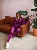 Set jambiere din velur + hanorac oversize, prune TS07 - Magazin online - Boutique